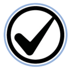 Icône du service d'audit fabricants. Icône ronde contenant un symbole de case à cochée.