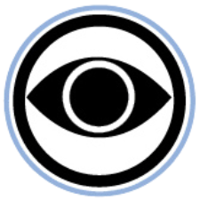 Icône du service de suivi de production. Icône représentant un œil noir sur fond blanc.
